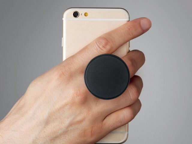 Ronde telefoonhouder. Te personaliseren met uw logo.