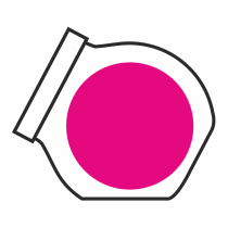 Kleine glazen potje met ca. 40 gr. choco carletties