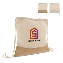 Trekkoord rugzak Jute met katoenen koorden 38x41cm