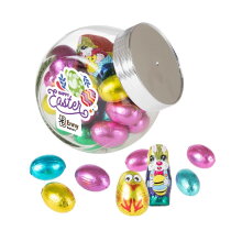 Paaschoco in glazen pot klein zilveren deksel