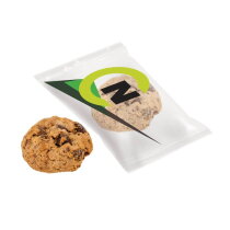 Chocolate chip cookie in flowpack relatiegeschenken