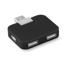 SQUARE USB Hub, 4 poorten zwart bedrukken