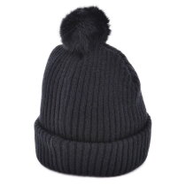 Grof Gebreide Beanie with pumpkin Zwart acc. Zwart