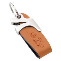 Kunstlederen sleutelhanger Elio Cognac