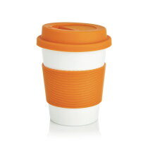 PLA Coffee cup, wit/oranje