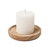 PANTOR Kaars met ronde houten basis hout