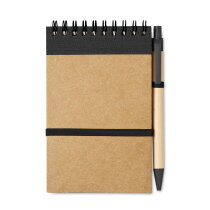 A6 notitieblok en balpen zwart bedrukken