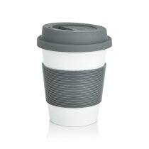 PLA Coffee cup, wit/grijs bedrukken