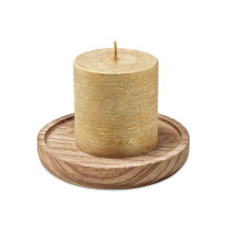 PENTAS Kaars met ronde houten basis Goud