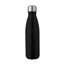 Gerecycled roestvrijstalen dubbelwandige fles 500 ml Clifford zwart