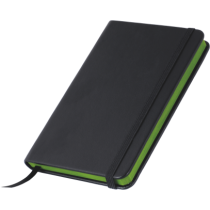 Notitieboekje A6 zwart met kleuropsnede, elastiek en leeslint, 60 pagina`s