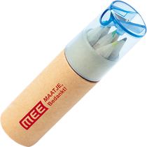 BISA 6 kleurpotloden in kokertje met gekleurde puntenslijper Peekay