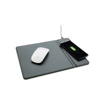 Muismat met 5W draadloze lader zwart bedrukken