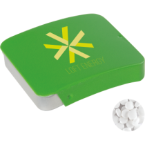 Schuifblikje met ca. 10 gr. extra strong suikervrije `triangle` mints
