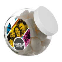 Glazen pot 2L met witte deksel bedrukken