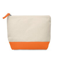 KLEUREN 2-Kleurige katoenen toilettas oranje