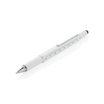 5-in-1 aluminium toolpen, wit