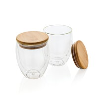 Dubbelwandig borosilicaatglas met bamboe deksel