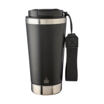 Gerecycled roestvrijstalen dubbelwandige drinkbeker 500 ml Kayla zwart