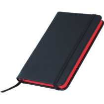Notitieboekje A6 zwart met kleuropsnede, elastiek en leeslint, 60 pagina`s