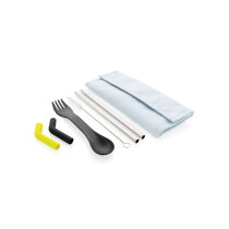 Tierra 2-delige rietjes- en bestekset, blauw