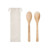 MAYEN SET Bamboe saladebestek beige