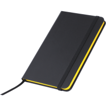 Notitieboekje A6 zwart met kleuropsnede, elastiek en leeslint, 60 pagina`s