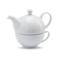 TEA TIME Theepot met kopje wit bedrukken