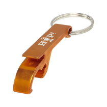 Oranje sleutelhanger met fles- en blikopener