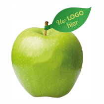 Groene appel met bedrukt blaadje relatiegeschenken