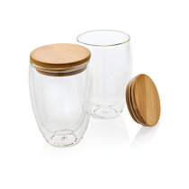 Dubbelwandig borosilicaatglas, bamboe deksel