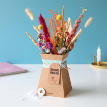 Brievenbus bloemen met geluksamulet & vouwvaas