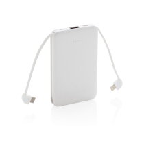 5.000 mAh zakformaat powerbank met kabels