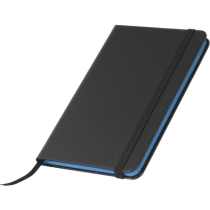 Notitieboekje A6 zwart met kleuropsnede, elastiek en leeslint, 60 pagina`s