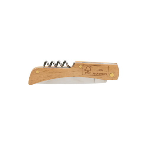 FSC® houten mes met flesopener bruin