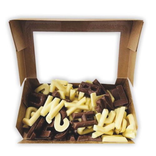 Kraft geschenkdoosje met chocoladelettertjes 375 gram