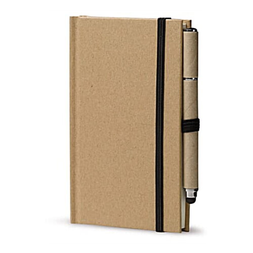 Kartonnen notitieboek A6 + pen bedrukken