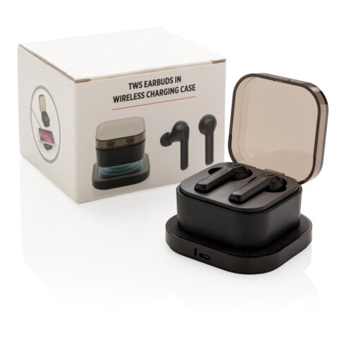 TWS oordoppen in oplaadbox + draadloze oplader