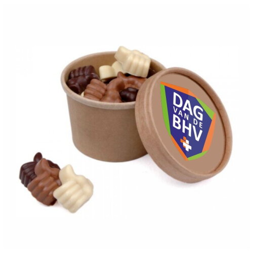 Bio snoepbeker 17 duimpjes bedrukken