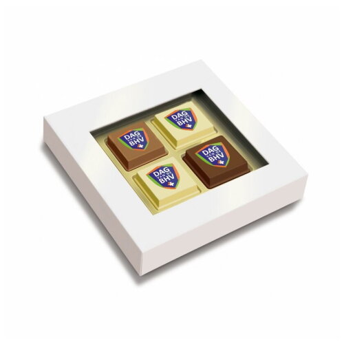 4 logobonbons in geschenkdoos bedrukken