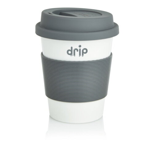 PLA Coffee cup, wit/grijs bedrukken