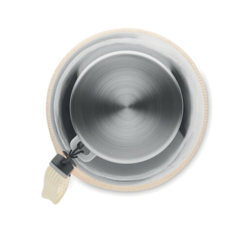 UTAH TOUCH Glazen drinkfles in tasje beige