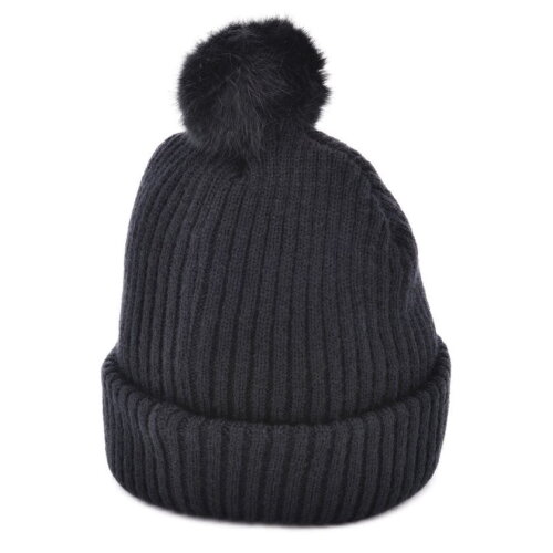 Grof Gebreide Beanie with pumpkin Zwart acc. Zwart