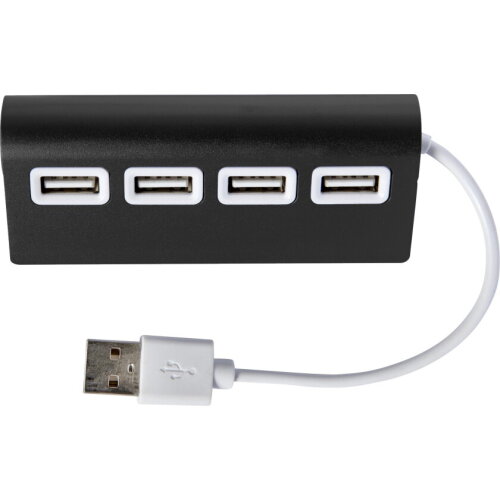 Aluminium USB hub Leo zwart