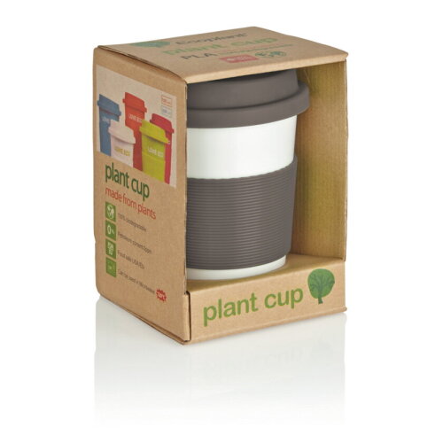 PLA Coffee cup, wit/grijs bedrukken