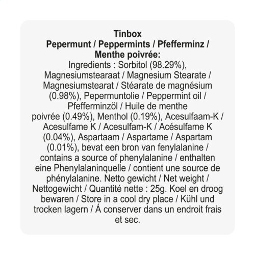 TinBox snoepjes bedrukken
