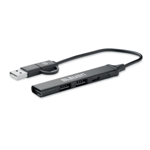 CURRENT USB 4-poorts hub 19 cm Zwart