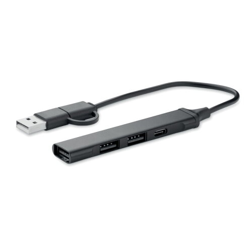 CURRENT USB 4-poorts hub 19 cm Zwart