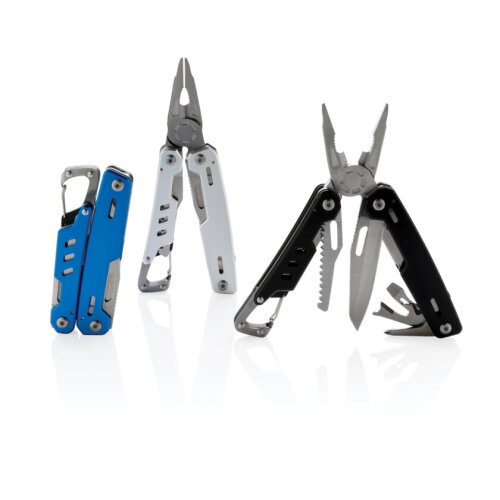 Solid multitool met karabijnhaak, zwart bedrukken