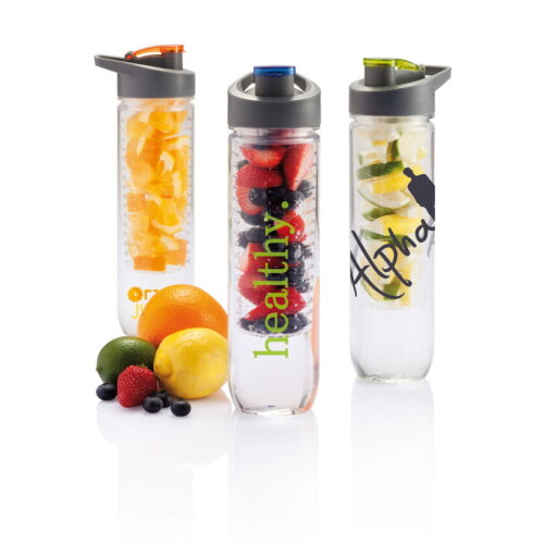 Waterfles met infuser 80cl, blauw bedrukken